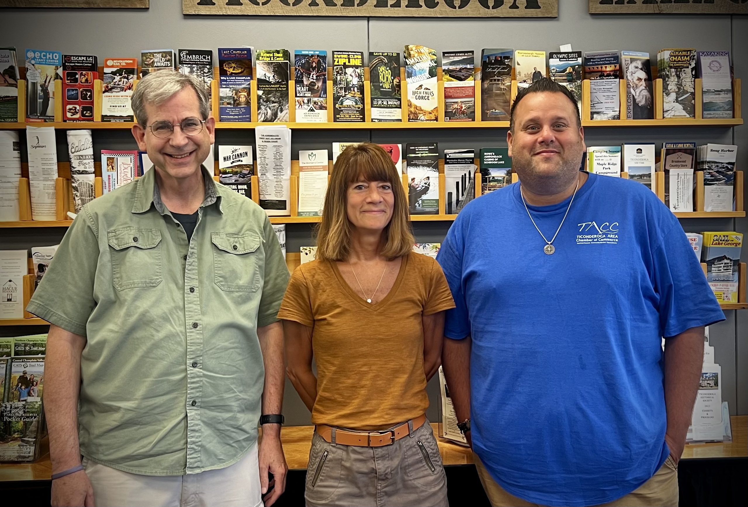 Pictured from left to right is Supervisor Mark Wright (Town of Ticonderoga), Carol Calabrese (ECIDA), and Matthew Courtright (TACC).